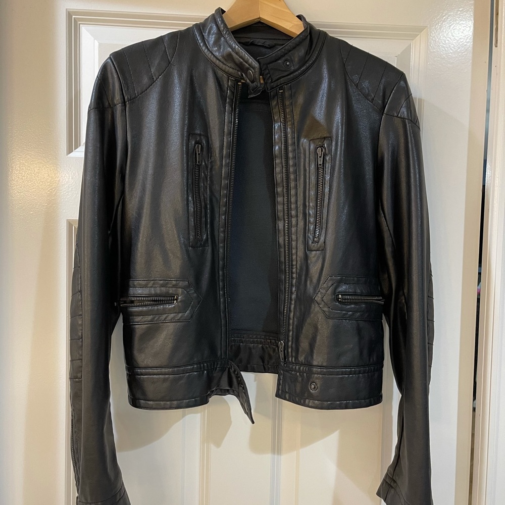 French Connection Faux Leather Moto Jacket size 4- great condition.
